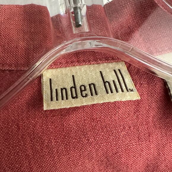 Linden Hill Womens Button Up Linen Top Size XL Coral Boxy Minimalist Classic - Picture 3 of 8